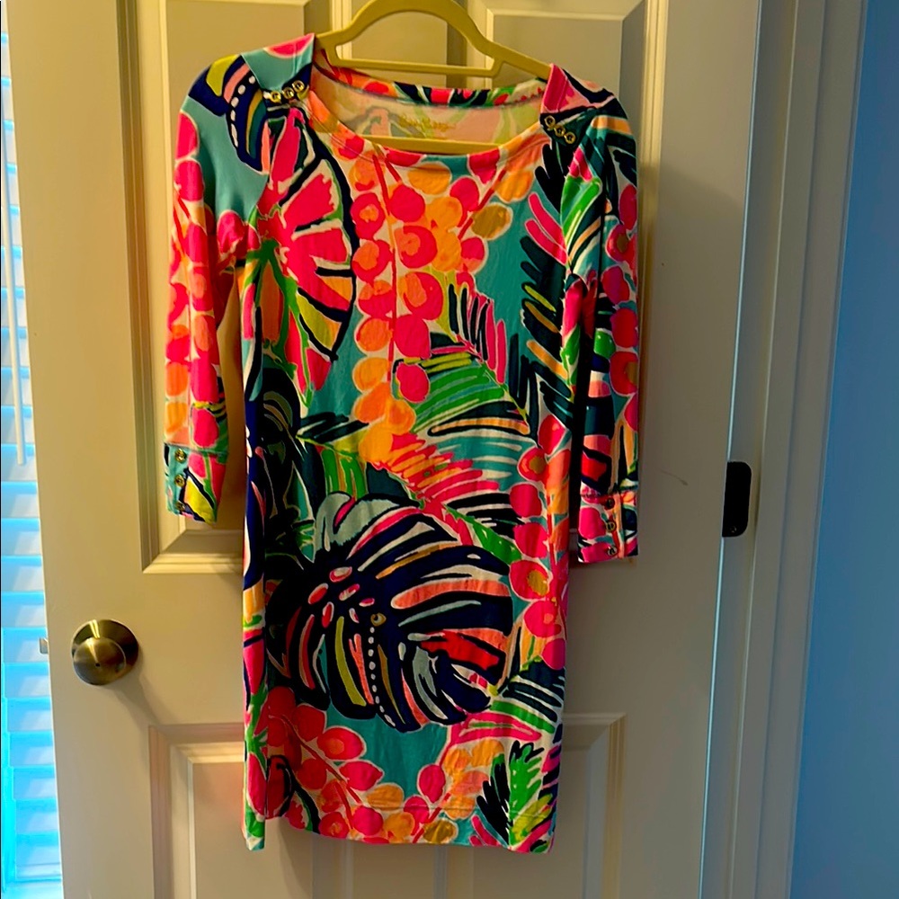 Lilly Pulitzer Multi Colored Sheath Dress 3/4 Sleeve Resort Wear